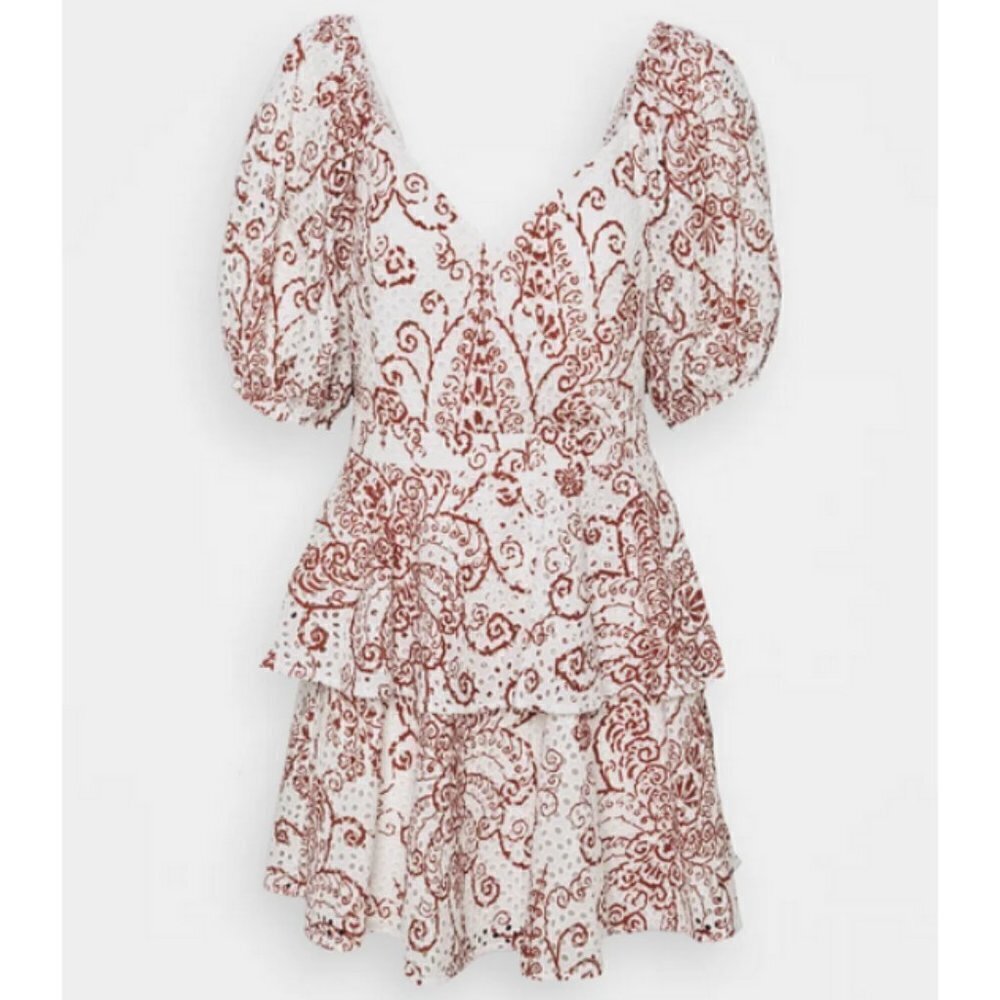 💕TED BAKER💕 Elizaaa Broderie Mini Dress With Puff Sleeves Print 8-10 US NWT - Picture 11 of 16